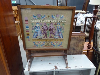 Lot 5282 - Metamorphic fire screen table with embroidered...