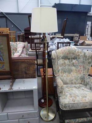 Lot 5284 - Brushed metal floor lamp, plus turned lamp