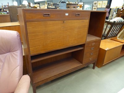 Lot 5290 - Teak high board with full front bureau