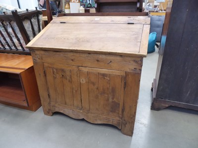 Lot 5293 - Pine desk with sloping surface and cupboard under