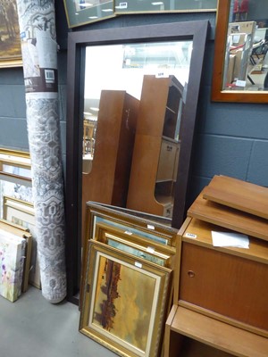 Lot 5310 - (8) Rectangular bevelled mirror in darkwood frame