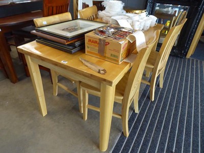 Lot 5371 - Beech dining table plus 4 chairs