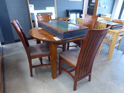 Lot 5381 - Circular Jali extending dining table plus 4...