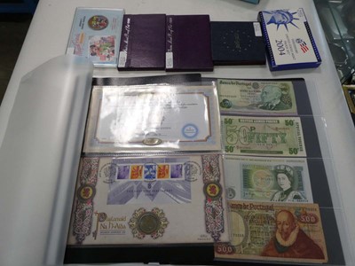 Lot 2372 - Box containing a folder of bank notes, first...