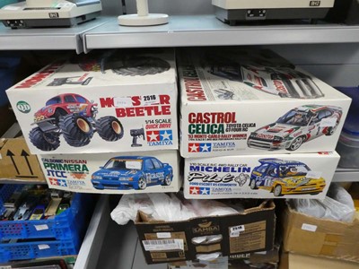 Lot 2516 - 4 Tamiya model car kits - Monster Beetle,...