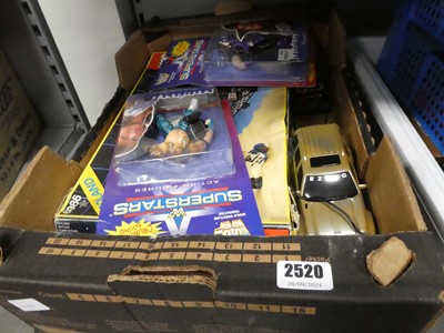 Lot 2520 - 2 boxes containing various toys, model cars,...