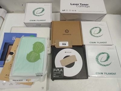 Lot 2428 - 3D printer filament, toner and tablet...