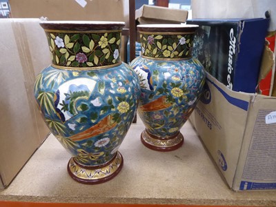 Lot 5455 - Pair of floral patterned vases