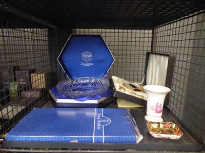 Lot 5573 - Cage containing Crown Derby dish, boxed...