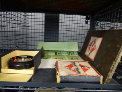 Lot 5593 - Cage containing Monopoly board, plus gaming wheel