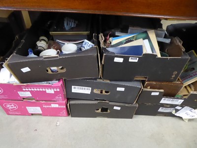 Lot 5529 - 8 boxes containing loose cutlery, books,...