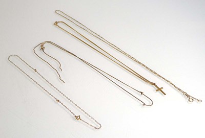 Lot Four 9ct yellow gold finelink necklaces, one...