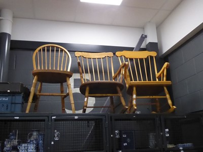 Lot 5556 - 2 rocking chairs plus stickback dining chair