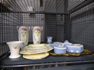 Lot 5557 - Cage containing serving tray, Jasperware,...