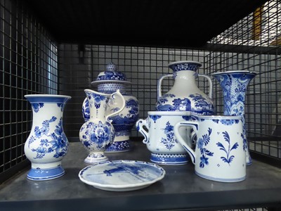 Lot 5569 - Cage containing blue and white Delft and Spode...