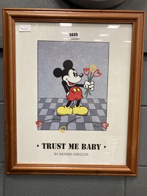 Lot 5635 - Framed and glazed Mickey Mouse print, entitled...