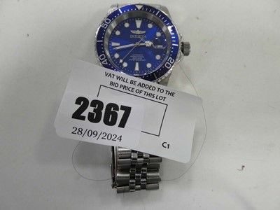 Lot 2367 - Invicta wristwatch with blue face