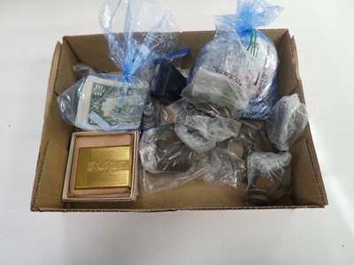 Lot 2376 - Box containing various coinage, banknotes etc.