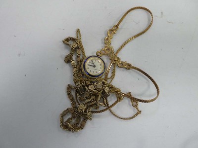 Lot 2379 - fob watch and 3 yellow plated chains