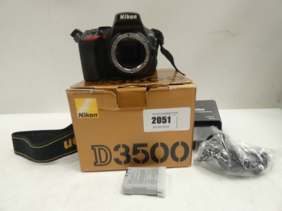 Lot 2051 - Nikon D3500 DSLR camera body, battery, box and...