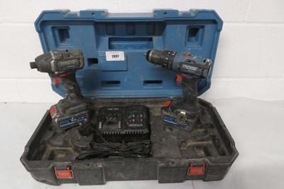 Lot Cased Erbauer twin pack 18V combi drill and...