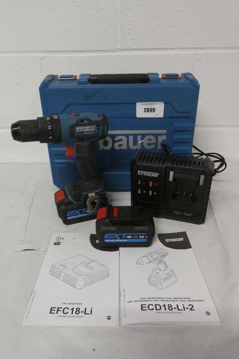 Lot Cased Erbauer EXT brushless 18V cordless combi...