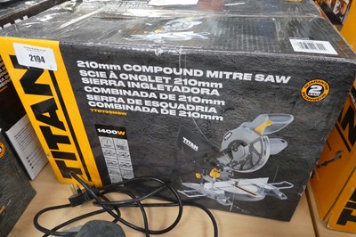 Lot Titan 240V 210mm compound mitre saw (TTB795MSW)