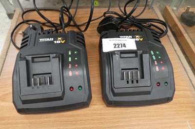 Lot 2 Titan 18V battery chargers (TTB804CHR)