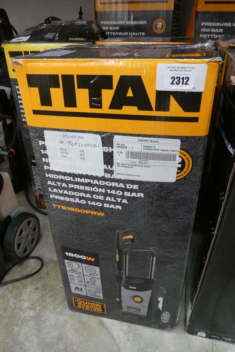 Lot Titan 140 bar electric pressure washer...