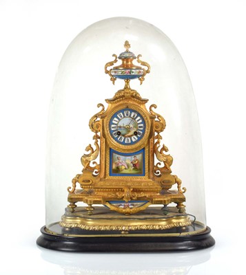 Lot 82 - A late 19th century French mantle clock, the...