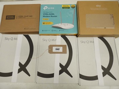 Lot 2442 - 3x boxed Sky Q Mini's, Sky router, Zyxel...