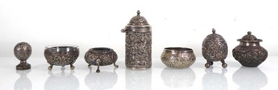 Lot 404 - An Anglo Indian metalware lidded container of...