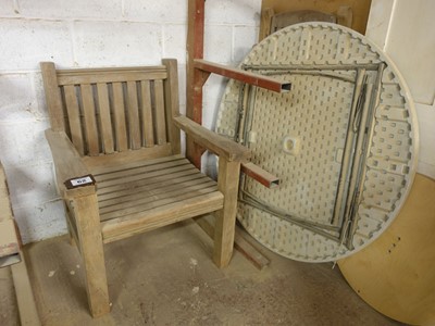 Lot 62 - Heavy hardwood garden chair, folding chair and...