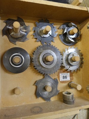 Lot 86 - Cabinet of various saw blades for spindle moulder