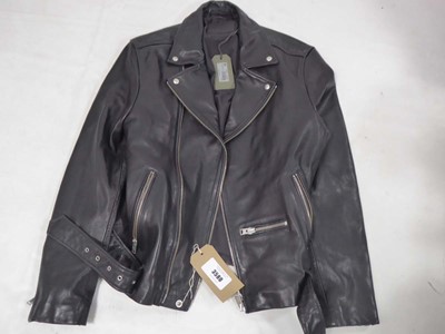 Lot 3580 - All Saints wick leather biker jacket in black...