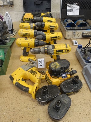 Lot 101 - Wide range of DeWalt cordless hand tools...