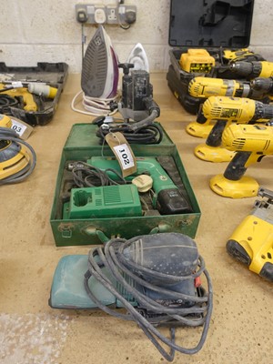 Lot 102 - Elu router, Hitachi cordless drill, Bosch palm...