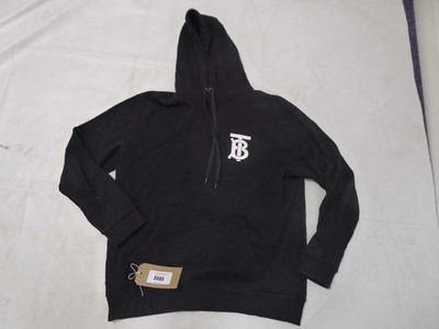 Lot 3593 - Buberry logo hoodie in black size large...