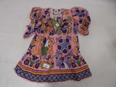 Lot 3604 - Farm Rio seashell tapestry pink mini dress...