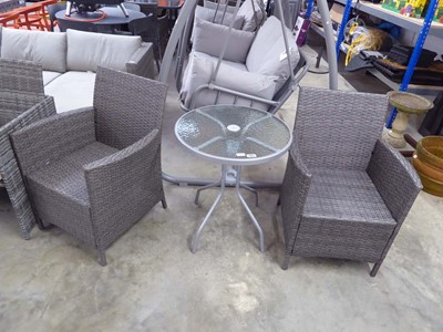 Lot 2121 - 3 piece garden bistro set comprising 2 grey...