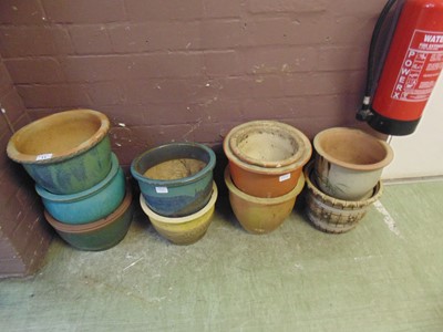 Lot 11 - A large selection of eleven glazed garden pots