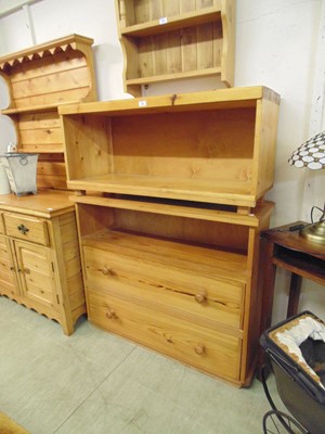 Lot 26 - A modern pine two drawer cabinet with open...