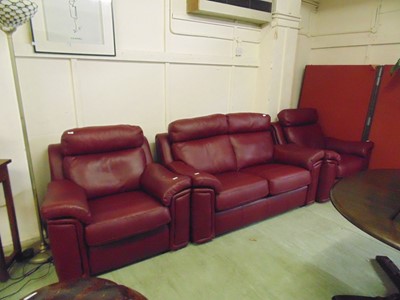 Lot 31 - A G-Plan oxblood leather upholstered suite...