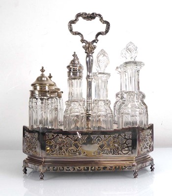 Lot 433 - A Victorian silver eight bottle cruet set of...