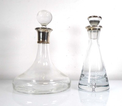 Lot 434 - A modern silver mounted decanter of slender...