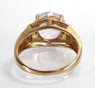 Lot A 9ct yellow gold ring set brilliant cut...