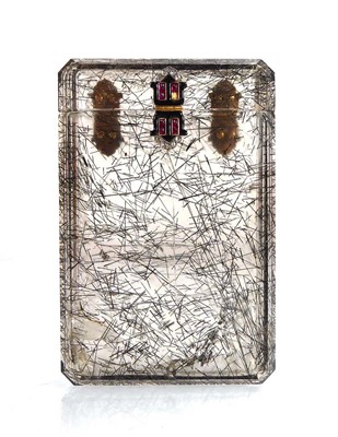 Lot Cartier 1920's rutilated quartz calling card case