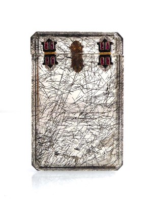 Lot Cartier 1920's rutilated quartz calling card case