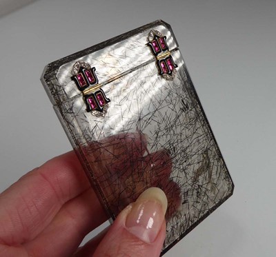 Lot Cartier 1920's rutilated quartz calling card case