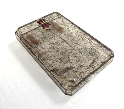 Lot Cartier 1920's rutilated quartz calling card case